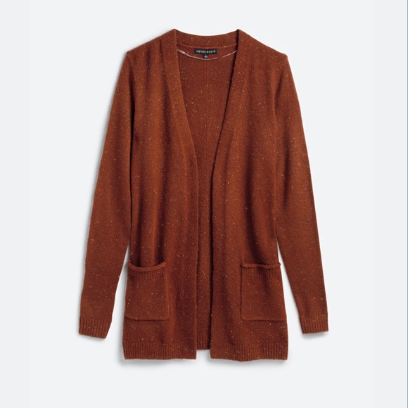 Burnt Orange Pocket Front Speckled Sweater Cardigan - Picture 9 of 14